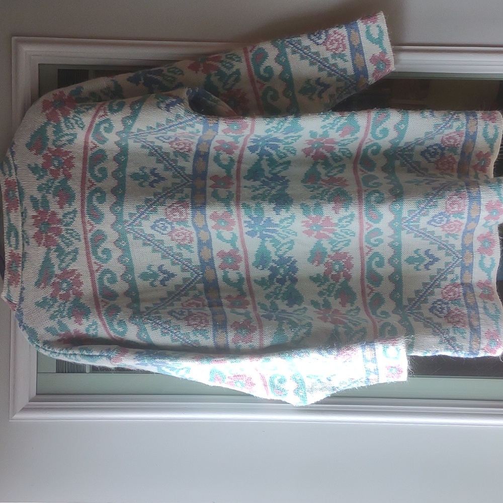 🎁BOGO🎁Vintage 80s 90s Pastel Multicolor Knit Sweater Dana Scott Size Large - Picture 8 of 8